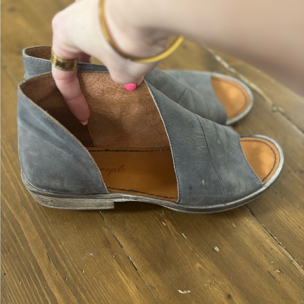 Free People Gray and Brown Sandals with Open Toe and Wedge Heel